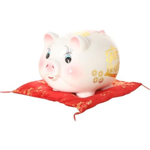 Large Capacity Ceramic Piggy Bank Golden Pig White Coin Bank Lovely Creative Childrens Birthday Caja Dinero Seguridad GG50cq