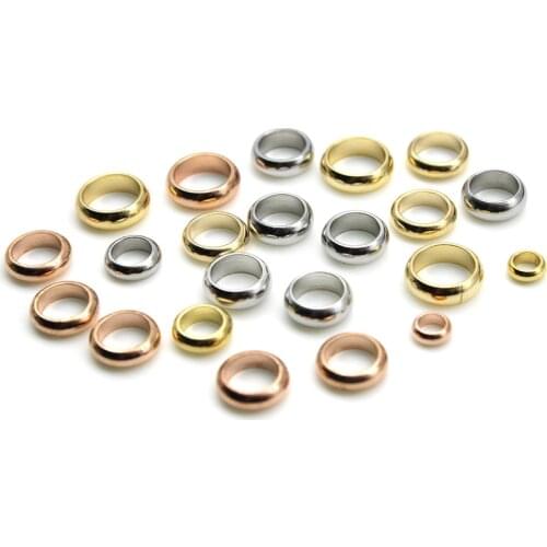 50pcs Stainless Steel Big Larger Hole Beads Bracelet Making Round Loose Spacer Beads Rings for DIY Jewelry Making Accessories