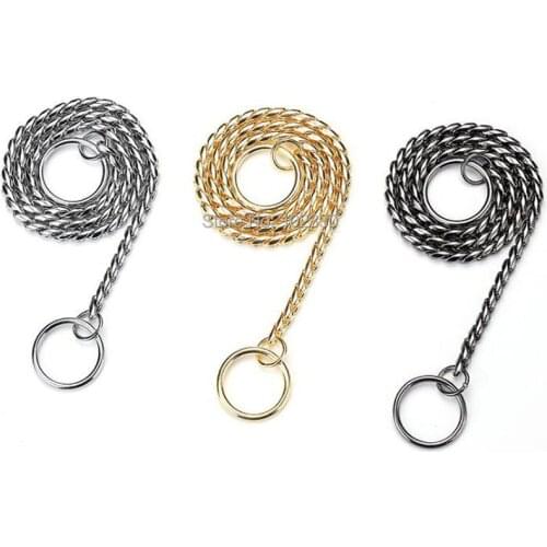 50pcs Snake Chain Dog Show Collar Heavy Metal Chain Dog Walking Training Choke Collar Strong Basic Leashes