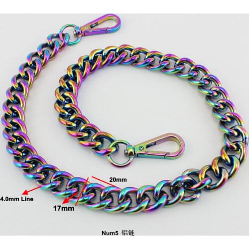 17mm NEW fashion Rainbow Aluminum chain light weight Bags Purses Strap Accessory Factory Quality Plating Cover Wholesale