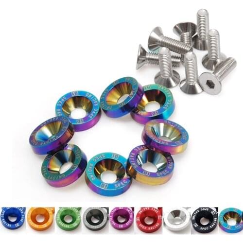 D1 Spec 8 Pcs M6 x 20 Engine Bumpers Fender Washers Bolt Screw Black Fit For Honda Civic EK EP AP DC2 DC5 EP-DP01S-D1-AF