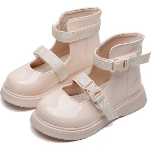 Childrens High-top Leather Shoes 2021 Autumn New Girl British Style Single Shoes Girl Ankle Boots Breathable Chic School Shoes