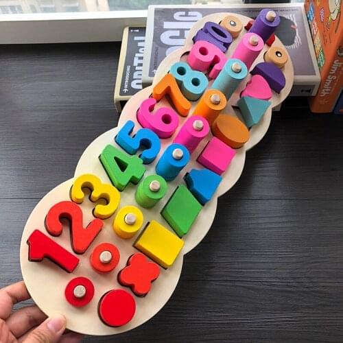 Preschool Baby Montessori Toys Early Education Teaching Aids Math Toys Digital Clock Wooden Toy Count Geometric Shape Matching