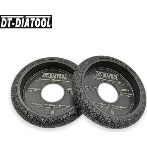 DT-DIATOOL 2 pieces 75mm/3inch Vacuum Brazed Diamond Grinding Disc Grinding CONVEX Wheel with thickness 15mm