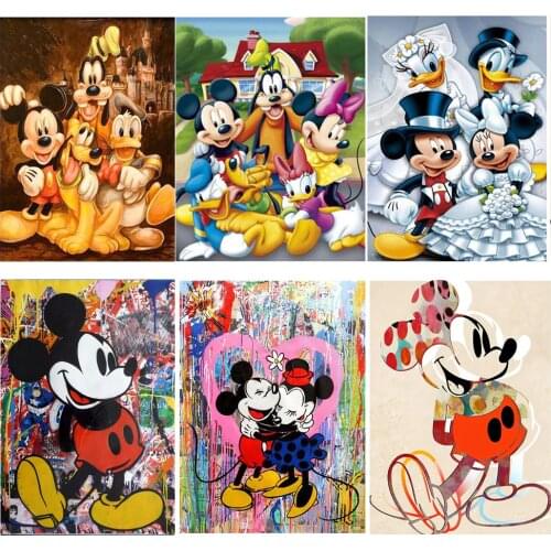 Disney DIY Mickey En Zijn Vriend Cartoon Diamant Schilderij Vierkante/ronde Ambachten Ingelegde Diamant Borduurwerk Decoratie