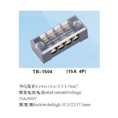 10pcs 600V 15A Double Row 4 Position Terminal TB1504