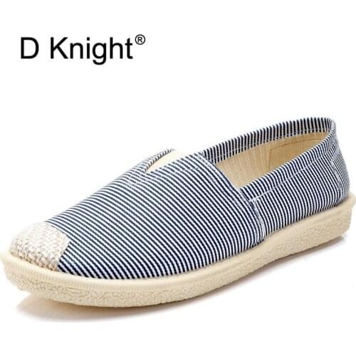 Fashion Stripe Womens Flat Shoes Cute Cartoon Lazys Espadrilles Womens Shoes Casual Slip On Girl Loafer Fisherman Shoes Woman