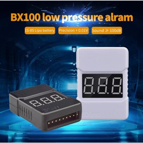 BX100 1S-8S Battery Voltage Meter Tester Lipo Battery Monitor Buzzer Alarm Indicator For 3.7v 7.4v 11.1v RC Drone Helicopter
