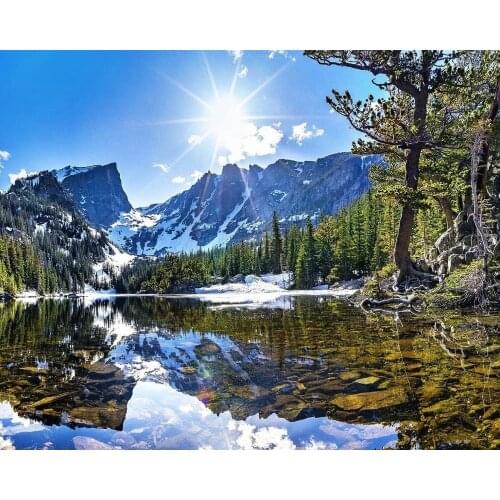 GATYZTORY 60x75cm DIY Painting By Numbers Mountain Lake Scenery Oil Painting Artwork Canvas Colouring Home Decor Fun at Home