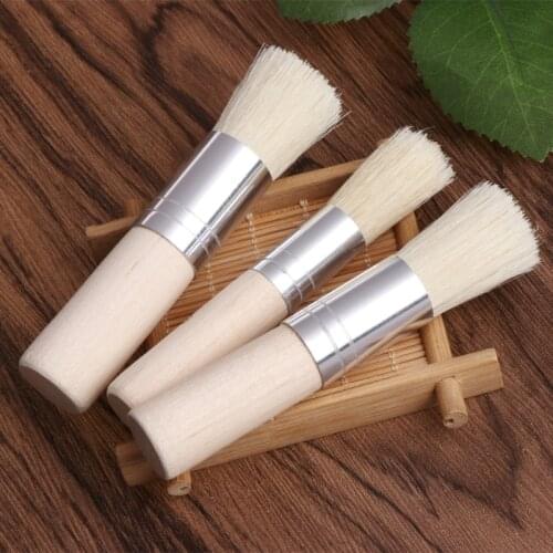 3Pcs/Set Wooden Stencil Brush Hog Bristle Brushes Acrylic Watercolor Oil Painting Drop ship