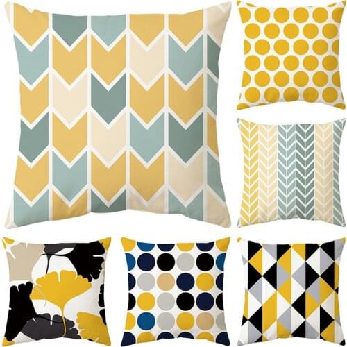 45x45cm Nordic Graphics Rhombus Round Pillowcase Pillowslip Pillow Cover Home Decoration Short Plush Pillowcase Sofa Decoration