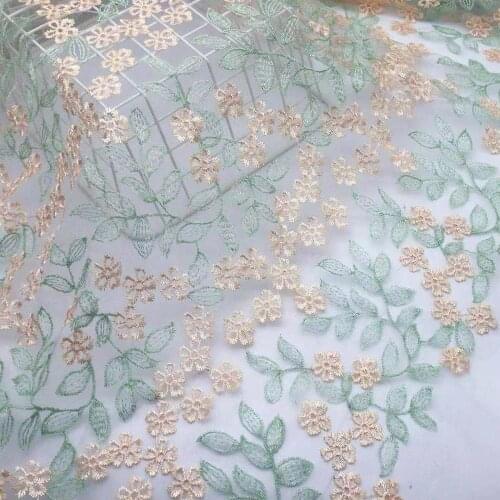 Gorgeous Floral Overlay tulle lace fabric Colorful Embroidery Floral For DIY Sewing Flower Girl Dress Scarf Curtain by 1 yard