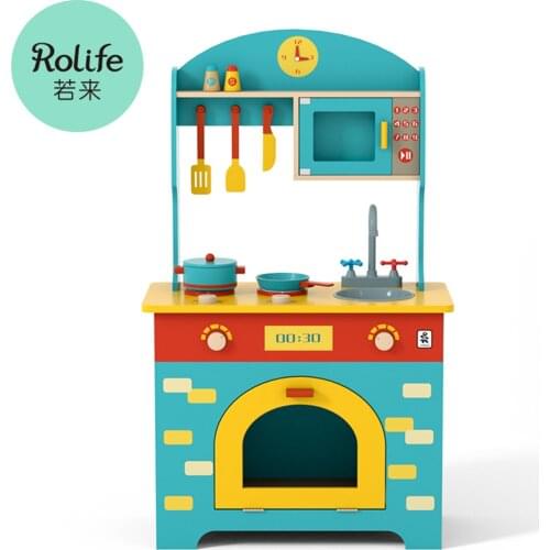 Robotime Rolife Kitchen Playsets Furniture and Accessories Pretend Play for Toddlers Cooking Kits Toys Gift for Kids Age 3 4 5 6