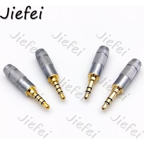 Brass Gold Plated Straight 3 Pole / 4 Pole 3.5mm Stereo TRRS repair Headphone Male Plug Jack metal Audio with Clip Connector