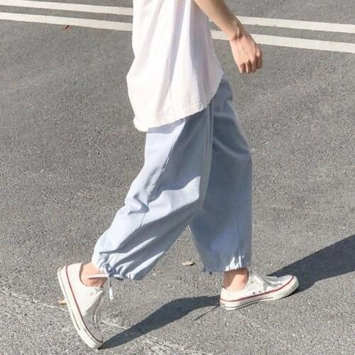 Summer men japanese style pants ankle length plus size 8XL wide leg pants oversize casual loose thin pants khaki