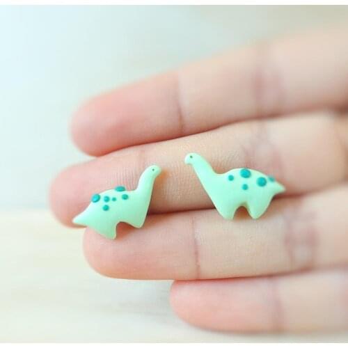 TTPAIAI 30 Handmade Polymer Clay Cute Dinosau Stud Earrings For Girls Kids Fashion Jewelry Women Cartoon 3D Animal Earrings Gift