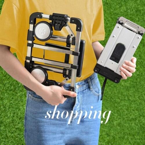 Mini grocery shopping cart folding portable trolley home cargo handling trailer trolley luggage pull car car shopping C5N5