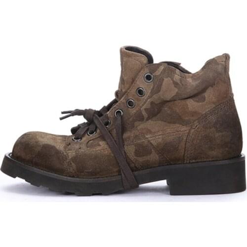 Mens Suede Leather Shoes West Retro Bots Camouflage Army Boots 16#21/10d50