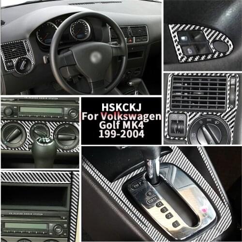 For Volkswagen VW Golf 4 MK4 1999-2004 Silvery Carbon Fiber Interior Stickers Storage Button Switch Steering Wheel Accessorie