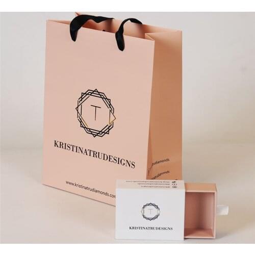 Wholesale 1000pcs/lot custom high end luxury paper gift bags logo jewelry packaging paper shopping bags with silk ribbon handle