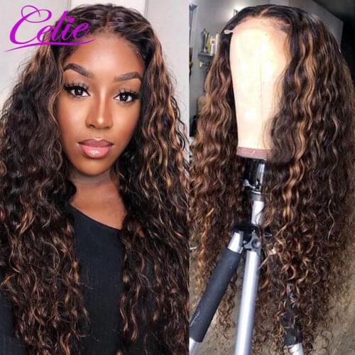 Celie Highlight Wig Water Wave Lace Front Wig Wet And Wavy Lace Front Human Hair Wigs Water Wave Wig Colored Human Hair Wigs
