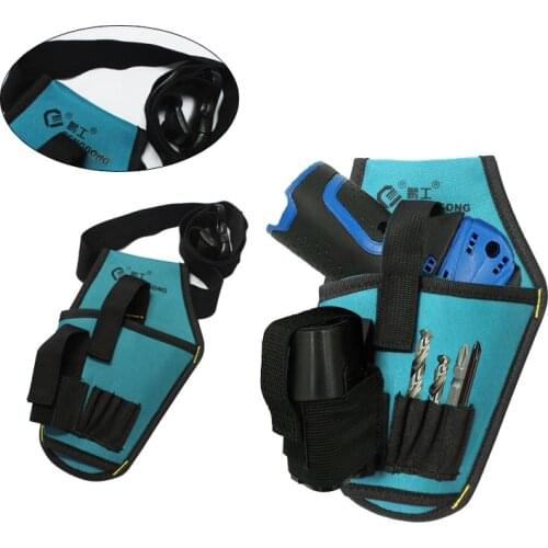 Portable Drill Tool Bag 600D Nylon Fabric Tool Bag Screwdriver Kit Holde Electrician Waist Pocket Tool Belt Bag Drill Waist Bag