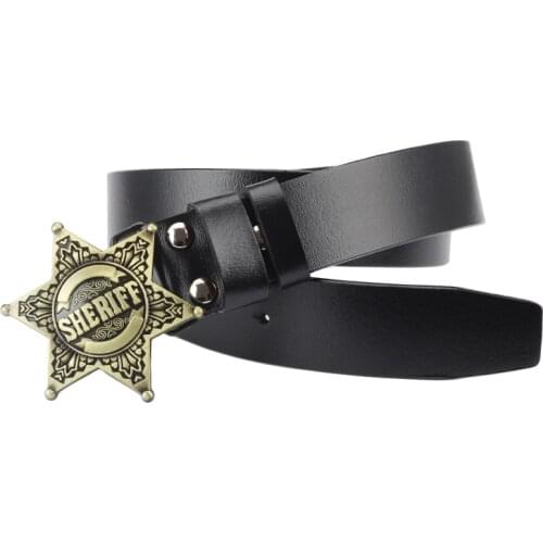 The letter SHERIFF belt buckle men Genuine Leather belt Women Jeans Vintage High Quality Strap Waistband