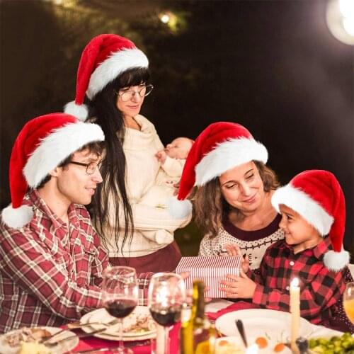 Unisex Christmas Hat, Plush Santa Claus Hat with Pom-pom for Adults/Children (Red, White) 2021 New Fashion