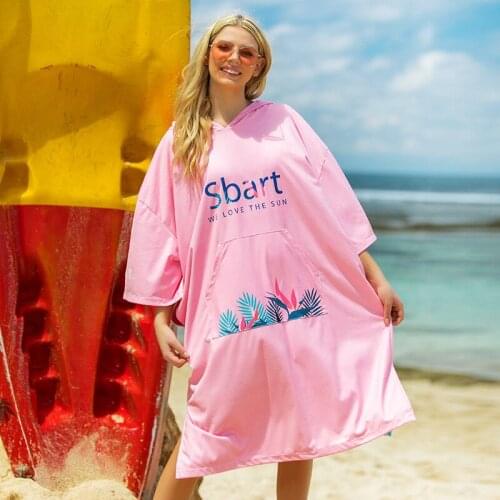 Sbart Womens Hooded Quick Dry Beach Towel Robe Long Sleeves Swimming Diving Towels 2020 EO