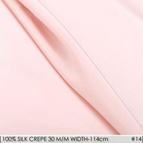 SILK CREPE DE CHINE 114cm width 30momme100%Natural Silk Fabric Heavy Silk Coat Silk Material Factory Direct BabyPink NO 14
