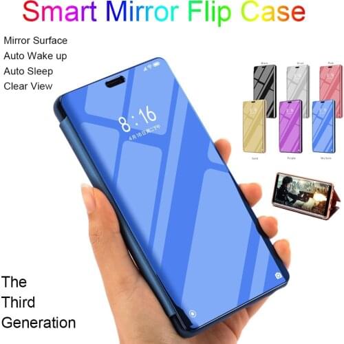 Realme C15 C12 C11 Smart Casing Real me C12 Realme C11 OPPO Case Fashion Smart Smooth Mirror Clear View Flip Stand Phone Cover