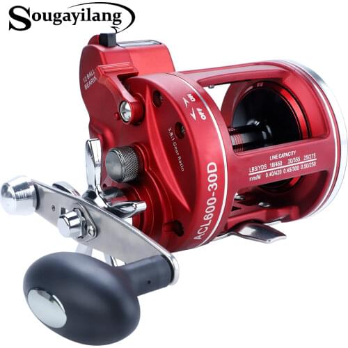 Sougayilang Saltwater Fishing Reels Cast Drum Wheel Trolling Pesca Bait Left / Right HandCasting Fishing Reels Trolling Reel