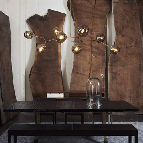 Modern Metal LED Chandelier Lighting Lustre Living Room Villa Interior Decor Pendant Lamp Lighting Glass Ball Kitchen Fixtures