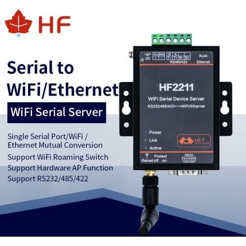 HF2211 Device and Antenna Modbus Serial RS232 RS485 RS422 to WiFi Ethernet Device TCP IP Telnet 4M Flash DTU Serial Server DTU