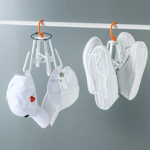 Windproof Shoe Rack Multifunction Rotatable Hangers Durable Coat Hooks Household Drying Rack for Balcony