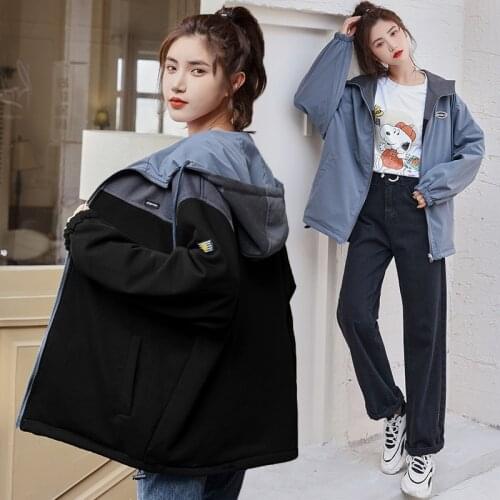 Double-Side Women Hoodies With Zipper Spring Autumn Coat Women 2021 New Casual Loose Jacket Sweatshirt Vintage Outwear Plus Size