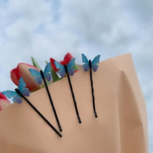Women 2021 Trendy 4pcs/set Hair Butterfly Clips Cute Bobby Pin For Girls Sweet Hairpins Headwear Jewelry Fantasy Hair Accessory