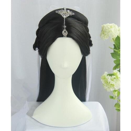 80cm long vintage womens hair and hair flower set classic dance performance photo studio cosplay hair princess dress up