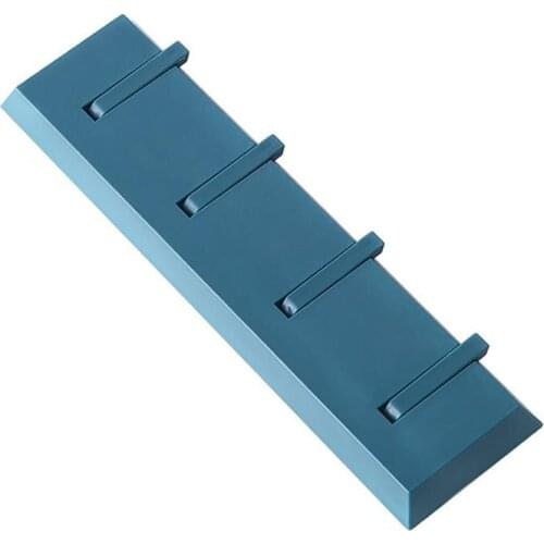 1pcs Wall Hook Rack 4 Hooks Reusable Adhesive Heavy Duty Hook Coat Mask Hook Kitchen Hook White Dark Blue Color Easy Operate
