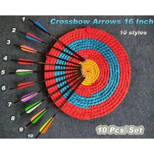 10Pc/Set Hunting Bolts Crossbow Arrow 16Inch Spine400 ID7.6mm Archery Carbon Arrows 10 Color Style Sets Hunting Bow for Shooting