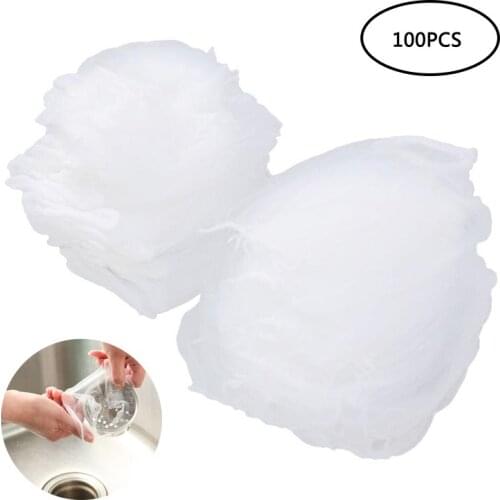 100pcs Disposable Garbage Bag Sink Drain Hole Mesh Trash Filter Bag Rubbish Waste Bin Garbage Bags Kitchen Accessories