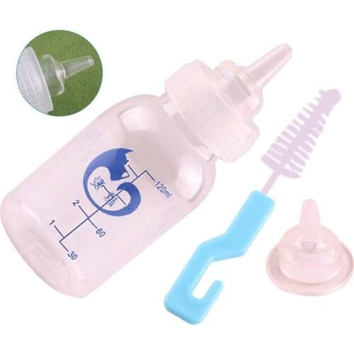120ml Silicone Pet Milk Bottle Puppy Kitten Feeding Bottle Dog Cat Bady Nursing Water Milk Feeder With Cleaning Brush