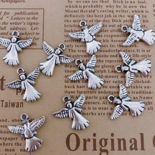 Wholesale 15pcs Charms angel 20x20mm Tibetan Silver Plated Pendants Antique Jewelry Making DIY Handmade Craft