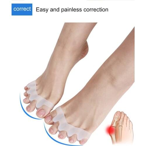 2pcs Toe Separator Corrector Discomfort Relief Stretchable Hallux Valgus Straightener Treatment Foot Care Tool