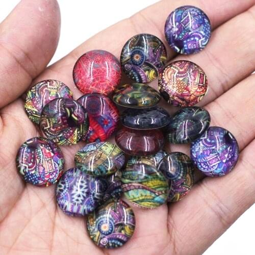 20PCS 16mm Multicolor Flower Vector Glass Cameos Cabochons Round Domes DIY Scrapbook Handbag Handmade Crafts Decor Accessories