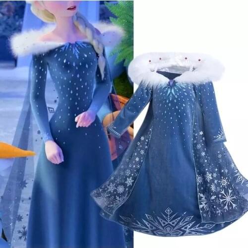 2020 Winter Elsa Dress For Girls Halloween Girl Cosplay Party Dress Christmas Costume For Girls Princess Dress Kids Anna Clothes