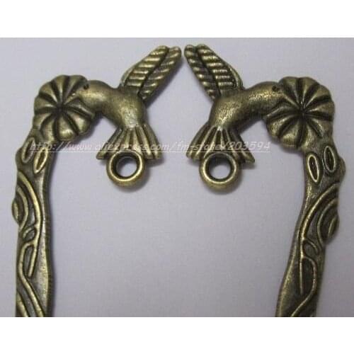 50Pcs/lots Antique Bronze Tone Bird Bookmark With Loop Metal Bookmark