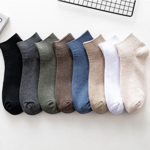 8 Pairs/Lot High Quality Mens Socks Classic Solid Color Male Boat Socks Breathable Comfortable Retro Style Cotton Short Socks