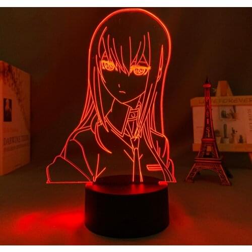 Anime Steins Gate Led Light Kurisu Makise Figure Table Lamp for Kids Bedroom Decor Birthday Gift Steins Gate Manga Led Lamp