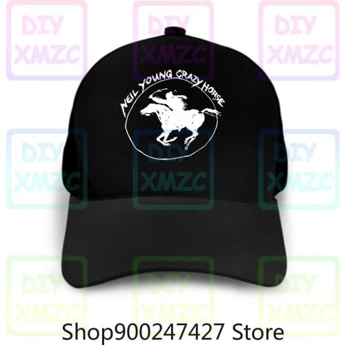 Neil Young Crazy Baseball Cap Horse Classic Tour Logo Rock Legend Black Hats S